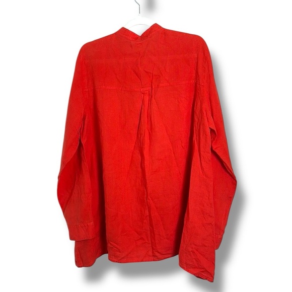 Eileen Fisher Red Organic Irish Linen Button Down Shirt Size Large - Picture 5 of 5